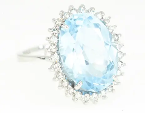 NO RESERVE PRICE - 18 karaat Witgoud - Ring - 0.65 ct Diamant - Topaas