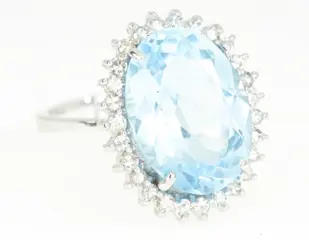 NO RESERVE PRICE - 18 karaat Witgoud - Ring - 0.65 ct Diamant - Topaas