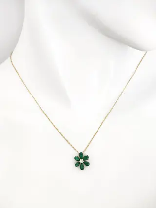 1.41ct Emerald and Diamond Pendant - 14 karaat Geel goud - Hanger - ***GEEN RESERVEPRIJS***