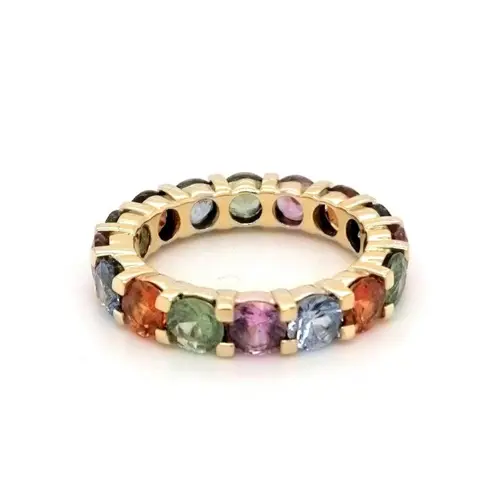 ***no reserve price* Geel goud - Rainbow eternity ring - 4.91 ct Saffier