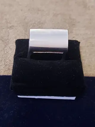 Aussergewöhnlicher Vintage Damen Silberring mit Perlmutt 1970er Jahren Zilver - Ring