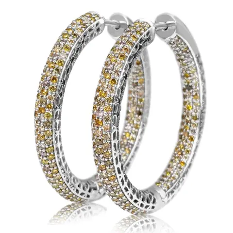 3.01 Cttw Fancy Diamonds - 14 karaat Witgoud - Oorbellen - GEEN RESERVE