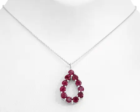 2.10 Carat Ruby - 14 karaat Witgoud - Collier met hanger - GEEN RESERVE