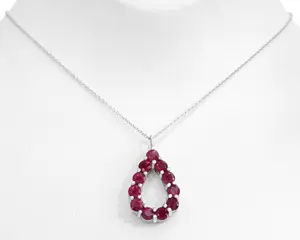 2.10 Carat Ruby - 14 karaat Witgoud - Collier met hanger - GEEN RESERVE