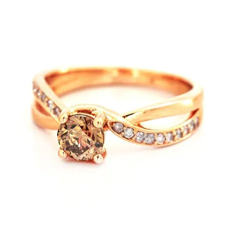 0.70 tcw VS1 Diamond Ring - 14 karaat Rosé goud - Ring - 0.57 ct Diamant - Diamanten van 0,13 ct - geen minimumprijs
