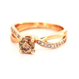 0.70 tcw VS1 Diamond Ring - 14 karaat Rosé goud - Ring - 0.57 ct Diamant - Diamanten van 0,13 ct - geen minimumprijs