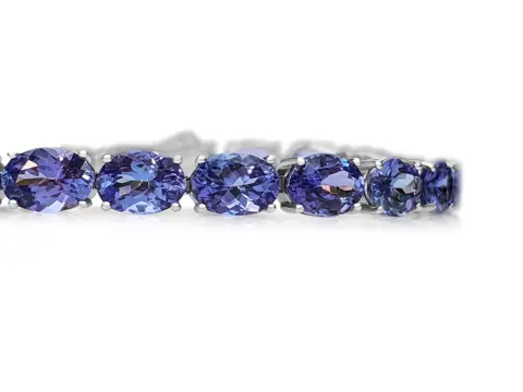 18.60 Carat Natural Tanzanite Tennis Riviera - 14 karaat Witgoud - Armband - GEEN RESERVE