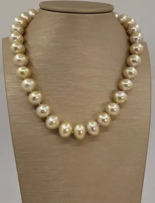 13.3x16.3mm Deep Golden South Sea Pearls - 925 Zilver - Halsketting
