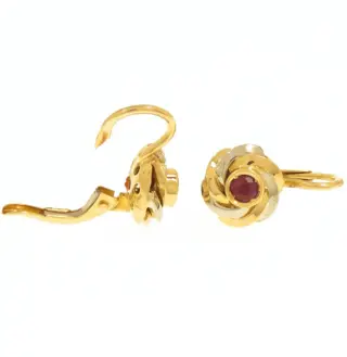 18 karaat Geel goud, Witgoud - Oorbellen - 0.30 ct Robijn