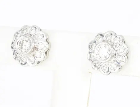 NO RESERVE PRICE - 18 karaat Witgoud - Oorbellen - 1.00 ct Diamant