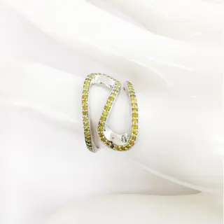 0.72 ct fancy intense yellow diamonds designer ring - 14 karaat Witgoud - Ring Diamant - Diamanten, AIG gecertificeerd zonder reserve