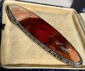 NO RESERVE Victorian Large Scottish Agate brooch, collectable Celtic - 925 Zilver - Broche