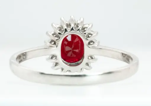 **No Reserve** - 18 karaat Witgoud - Ring - 1.14 ct Robijn - Levendige ''Royal Red'' (Birma) & VS-diamanten