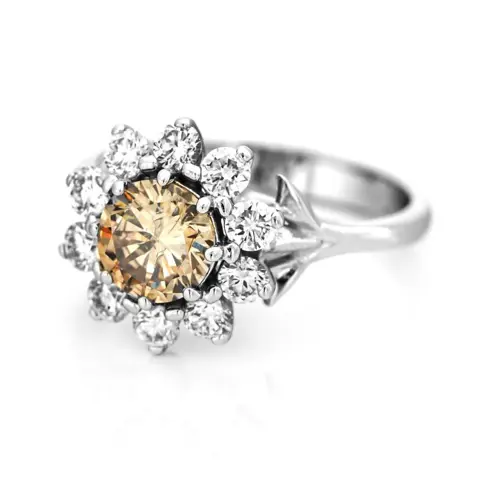 1.63 tcw Diamond Ring - 14 karaat Witgoud - Ring - 1.03 ct Diamant - Diamanten van 0,60 ct - geen minimumprijs