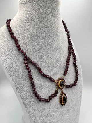 Verguld - Halsketting Granaat