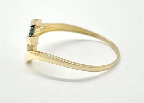 "NO RESERVE PRICE" - 18 karaat Geel goud - Ring - 0.10 ct Diamant - Saffier van 0,10 ct