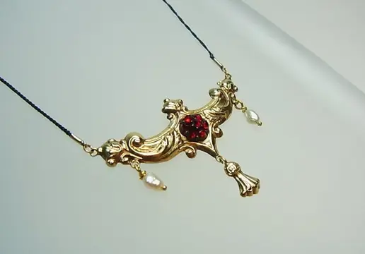 victorianisches Goldcollier - 14 karaat Geel goud - Halsketting - 0.60 ct Granaat