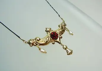 victorianisches Goldcollier - 14 karaat Geel goud - Halsketting - 0.60 ct Granaat