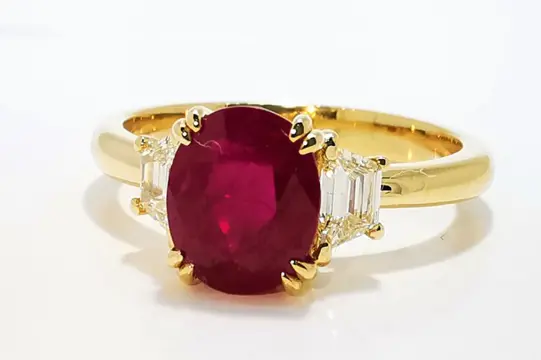 Rubí Vivid Red 2.28 ct GRSsin tratamiento 5.58gr - 18 karaat Geel goud - Ring - 1.98 ct Robijn - Diamanten