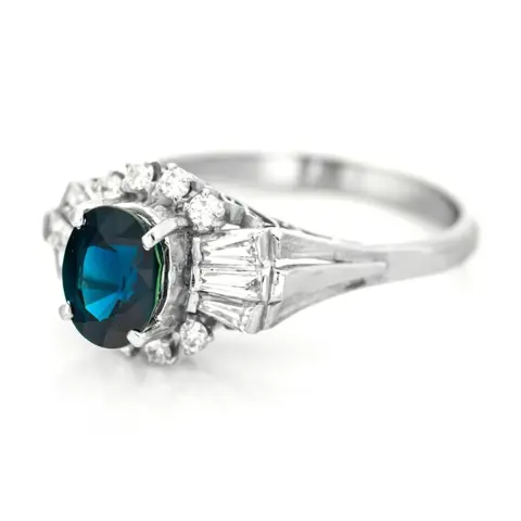 2.33 tcw Sapphire Ring Platina - Ring - 1.85 ct Saffier - Diamanten van 0,48 ct - geen minimumprijs