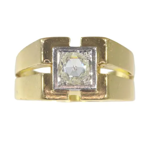 18 karaat Geel goud - Ring Diamant - Vintage jaren 50, gratis formaat wijzigen*