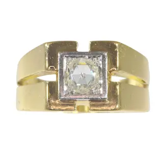 18 karaat Geel goud - Ring Diamant - Vintage jaren 50, gratis formaat wijzigen*