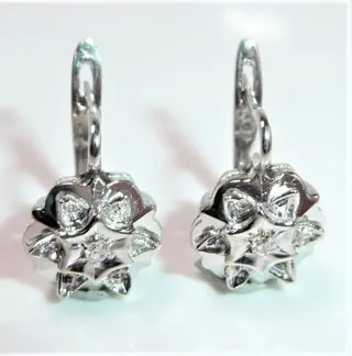 NO RESERVE - 18 karaat Witgoud - Oorbellen - 0.03 ct Diamant