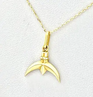"Aucun prix de réserve" Corne - 18 karaat Geel goud - Collier met hanger