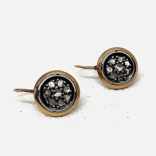 18 karaat Geel goud, Zilver - Oorbellen, Ring - 1.00 ct Diamant - Diamanten