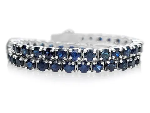 IGI 7.05 Carat Natural Sapphire Tennis Riviera - 14 karaat Witgoud - Armband - GEEN RESERVE