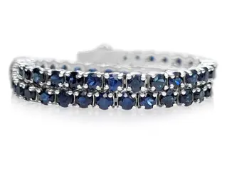 IGI 7.05 Carat Natural Sapphire Tennis Riviera - 14 karaat Witgoud - Armband - GEEN RESERVE