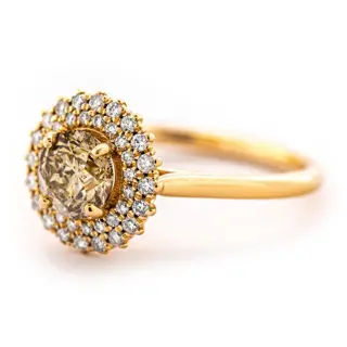 1.17 tcw Diamond Ring - 14 karaat Geel goud - Ring - 0.90 ct Diamant - Diamanten van 0,27 ct - geen minimumprijs