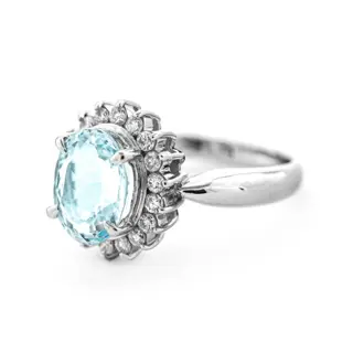 2.63 tcw Aquamarine Ring Platina - Ring - 2.43 ct Aquamarijn - Diamanten van 0,40 ct - geen minimumprijs