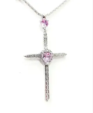 DD Gioielli - 18 karaat Witgoud - Collier met hanger - 0.90 ct Saffier - Diamanten