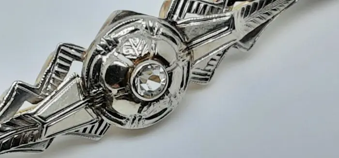 14 karaat Goud, Zilver - Broche Diamant