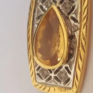 18 karaat Geel goud, Goud, Witgoud - Hanger - 5.20 ct Topaas - Diamanten