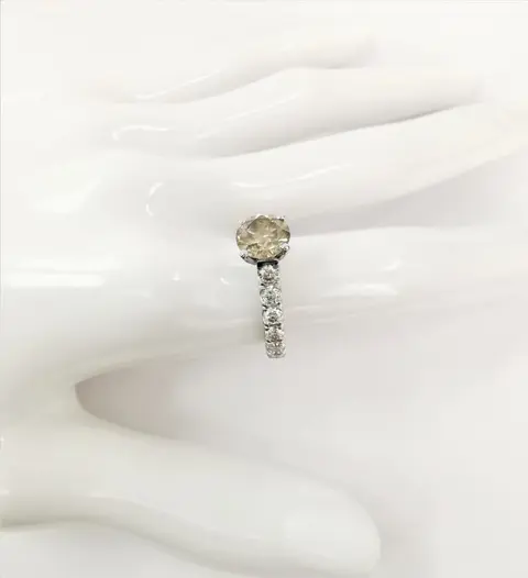 1.72 ct vs fancy gray & 1.90 ct vs diamonds designer solitaire ring - 14 karaat Witgoud - Ring Diamant - Diamanten, AIG gecertificeerd zonder reserve