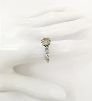 1.72 ct vs fancy gray & 1.90 ct vs diamonds designer solitaire ring - 14 karaat Witgoud - Ring Diamant - Diamanten, AIG gecertificeerd zonder reserve