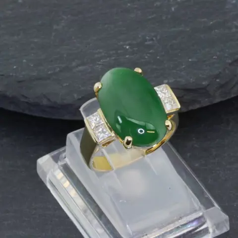 18 karaat Geel goud, Goud - Ring - 9.50 ct Chrysoberil - Diamanten