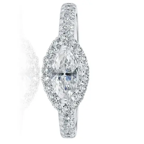 GIA certified 1.52CTW diamonds I/VS2 Marquise cut 0.72CT center stone and 0.80CT VS clarity side - 18 karaat Witgoud - Ring Diamant