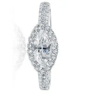 GIA certified 1.52CTW diamonds I/VS2 Marquise cut 0.72CT center stone and 0.80CT VS clarity side - 18 karaat Witgoud - Ring Diamant