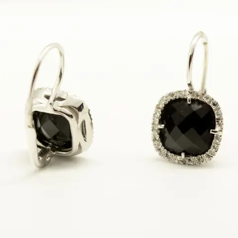 Intini Jewels - 18 karaat Goud, Witgoud - Oorbellen - 0.90 ct Diamant - Onyx