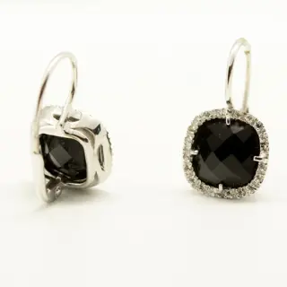 Intini Jewels - 18 karaat Goud, Witgoud - Oorbellen - 0.90 ct Diamant - Onyx