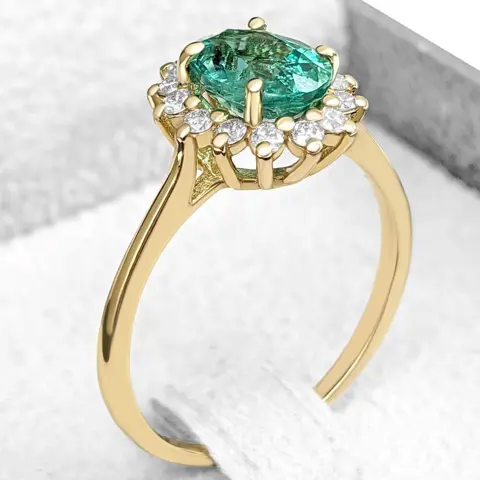 1.25 Carat Natural Emerald and 0.28 Diamonds - 14 karaat Geel goud - Ring - GEEN RESERVE