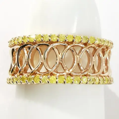 1.00 ct fancy intense yellow diamond designer ring - 14 karaat Rosé goud - Ring Diamant - Diamanten, AIG gecertificeerd zonder reserve