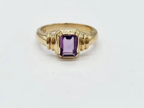 8 karaat Geel goud - Ring Amethist