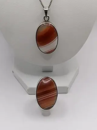 835 Zilver - Collier met hanger, Ring