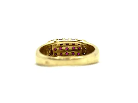 NO RESERVE - 18 karaat Geel goud - Ring - 0.60 ct Robijn - Diamanten