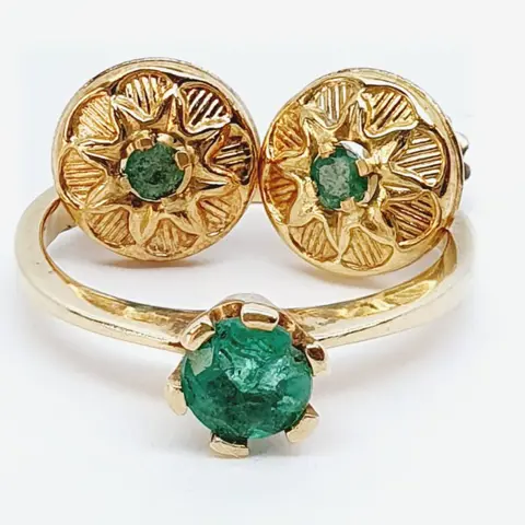 18 karaat Geel goud - Ring - 0.00 ct Smaragd