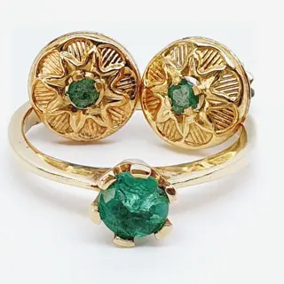18 karaat Geel goud - Ring - 0.00 ct Smaragd